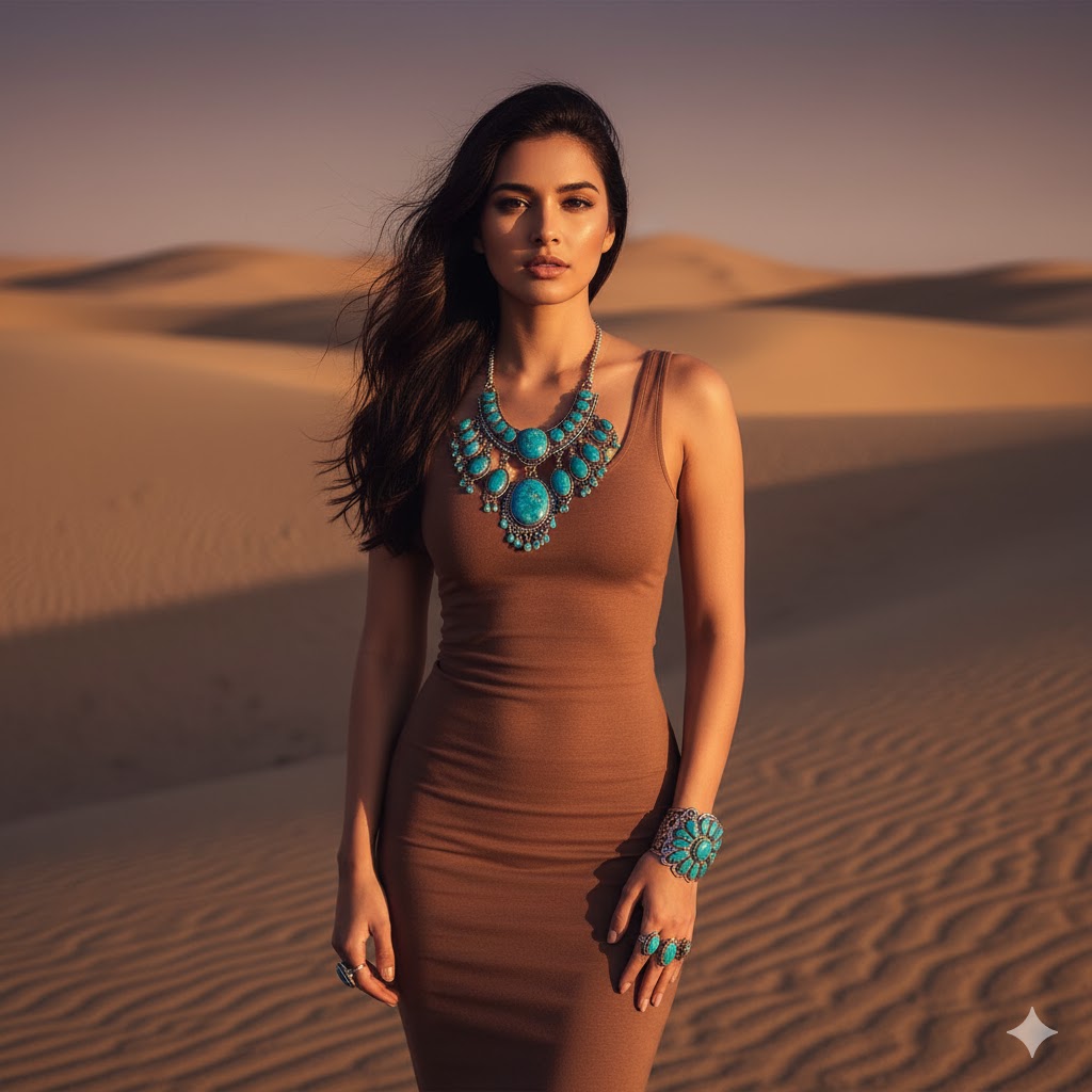 Girl in the desert wearing a body con