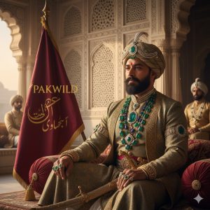 Mughal emperor Wearing emeralds in Lahore